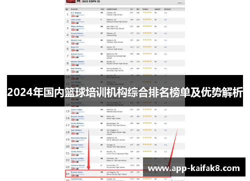 2024年国内篮球培训机构综合排名榜单及优势解析